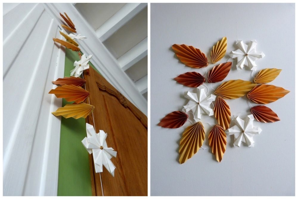 Guirlande de Noël feuilles d'automne et flocons de neige