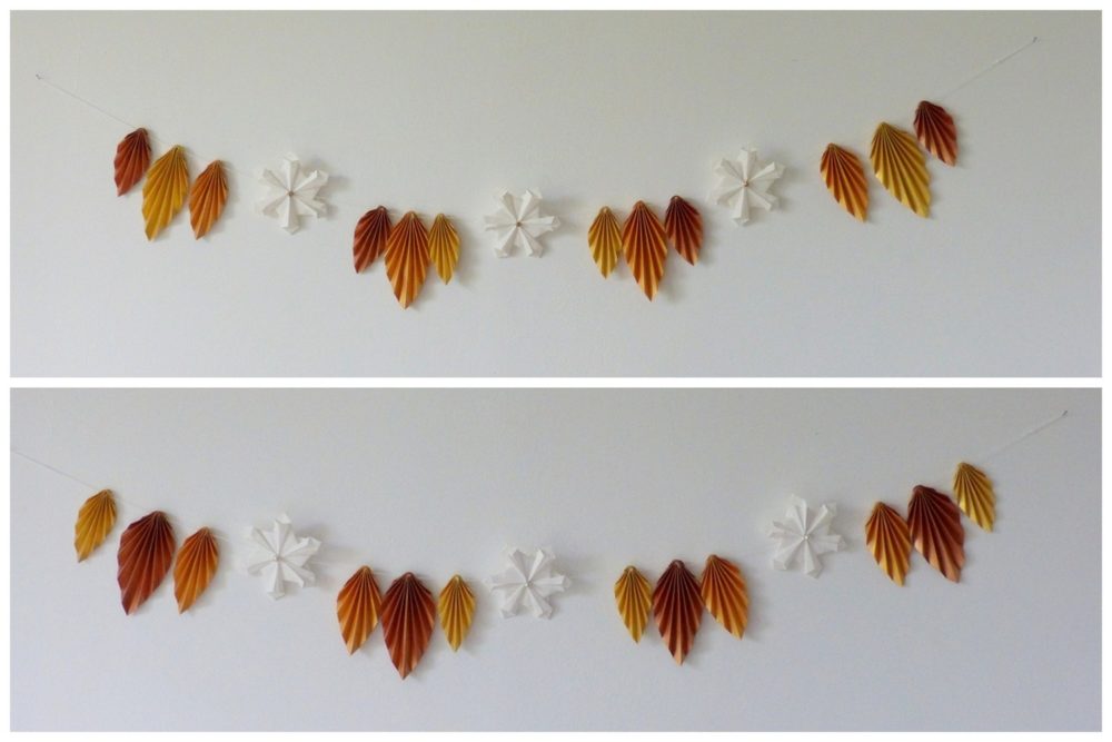 Guirlande de Noël feuilles d'automne et flocons de neige